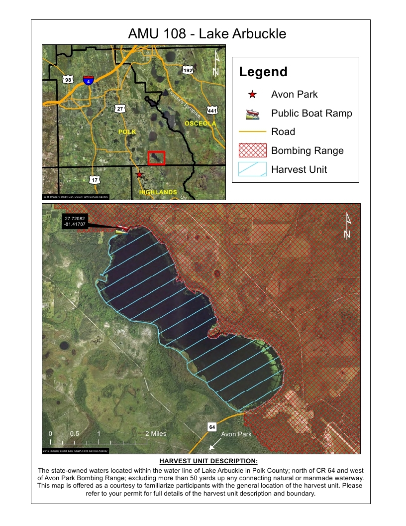 lake arbuckle alligator harvest map
